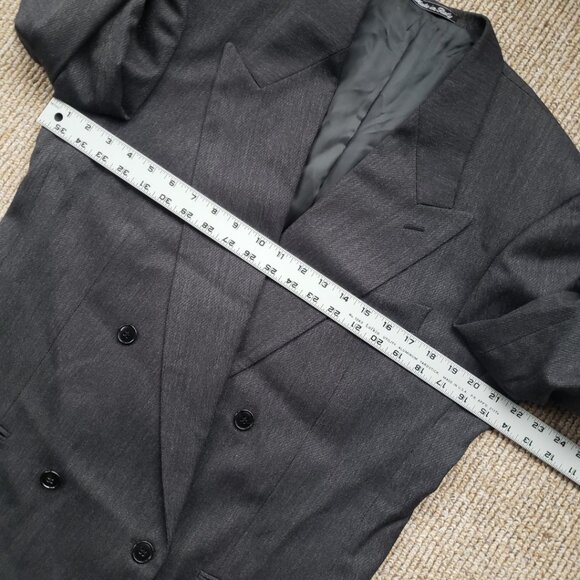 VTG Mani Giorgio Armani Suit 40R Barneys Charcoal Double Breasted Pleated Pants - Picture 7 of 16